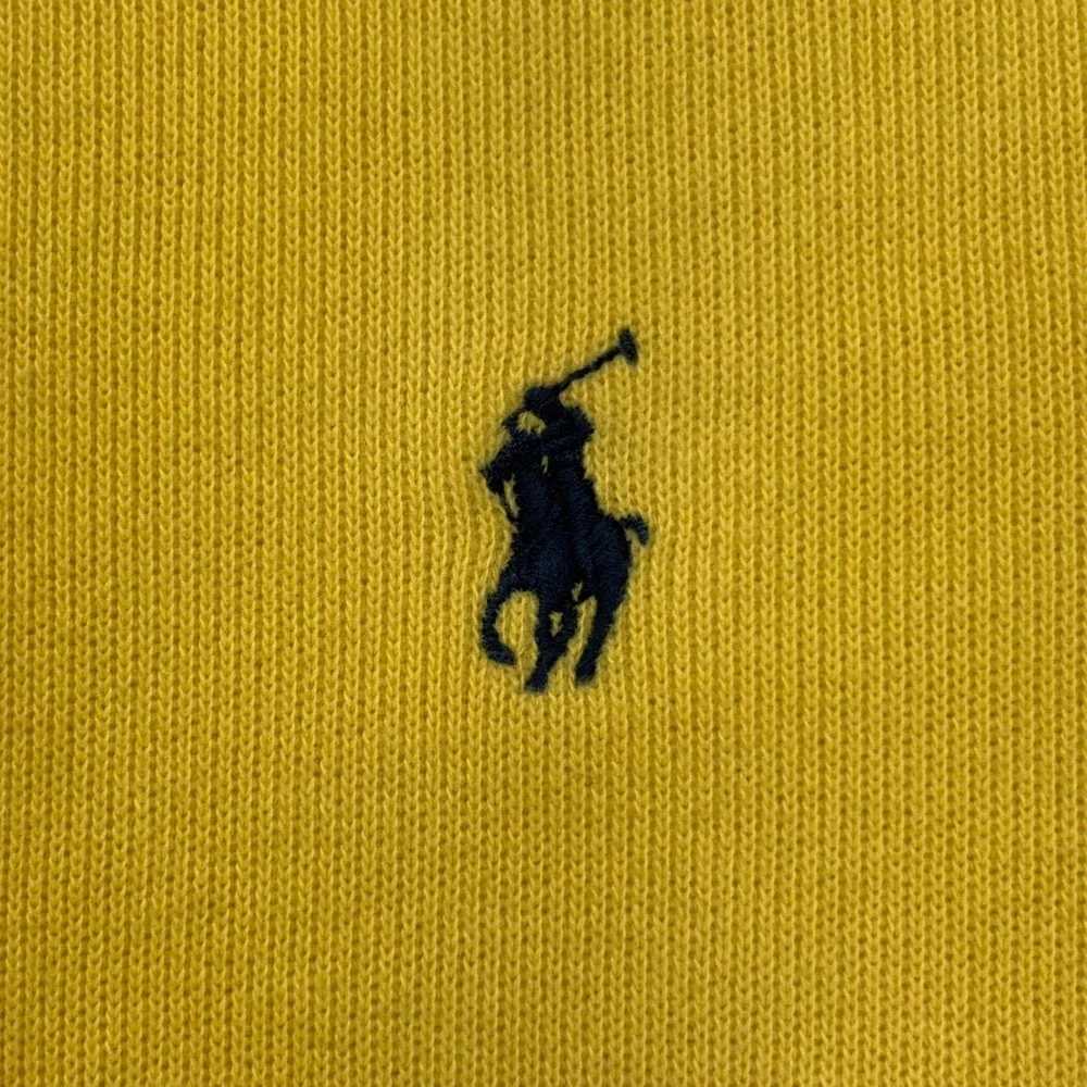 Polo Ralph Lauren Quarter Zip Pullover Mens L Yellow Cotton Mock Neck Pony